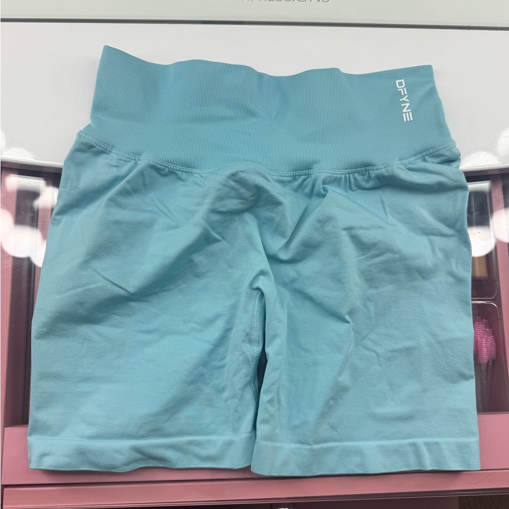 DFYNE High-Waist Bike Shorts in Aqua Blue